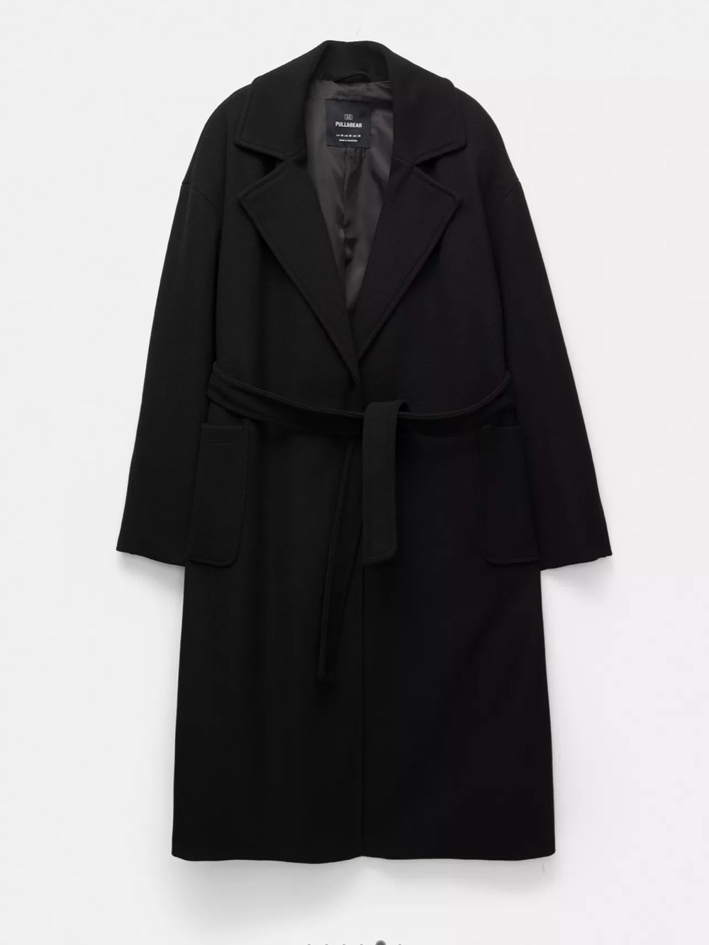 Pull&Bear Black Belted Long Trench Coat